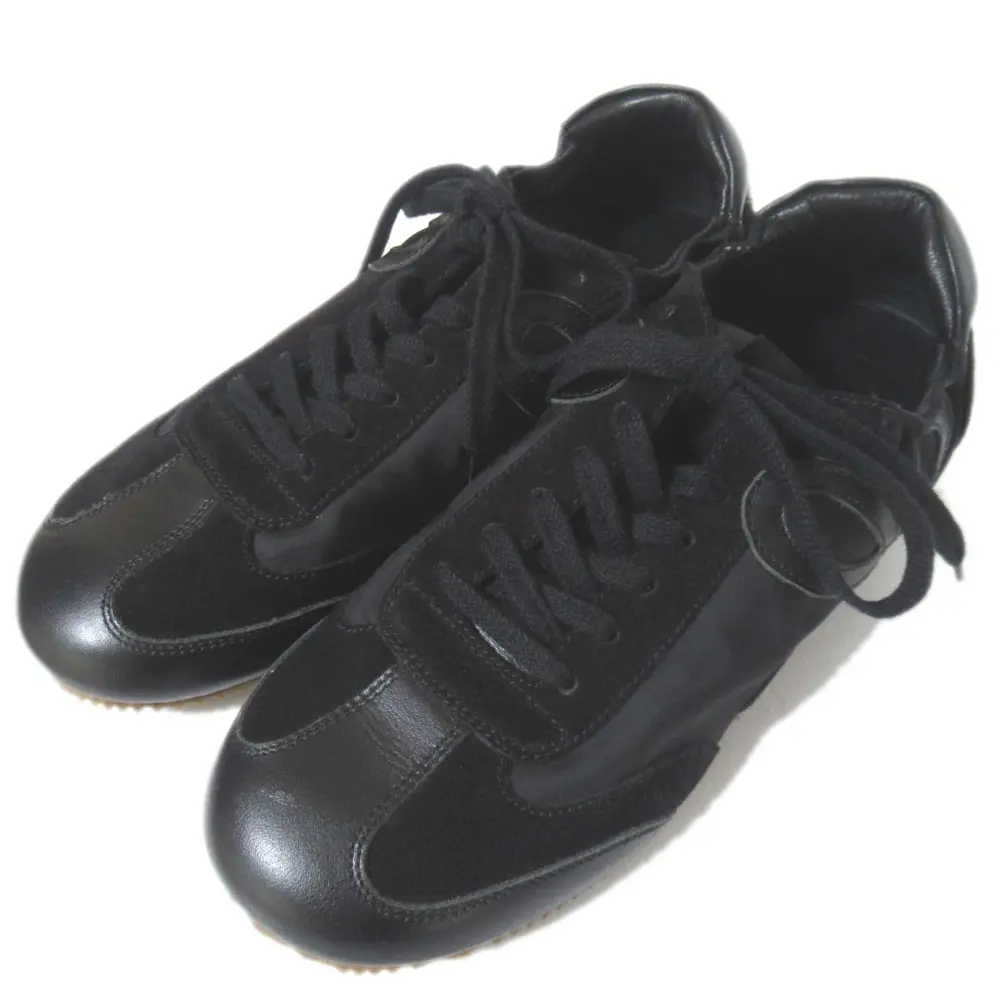 LOEWE ロエベ ナイロン×スエード×レザー ローカット スニーカー シューズ 591910 39サイズ 26cm ブラック