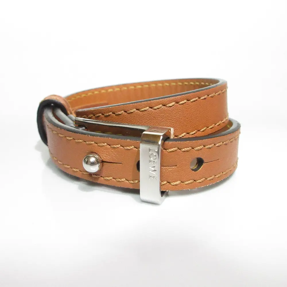 LOEWE ロエベ レザー 2連 ブレスレット キャメル