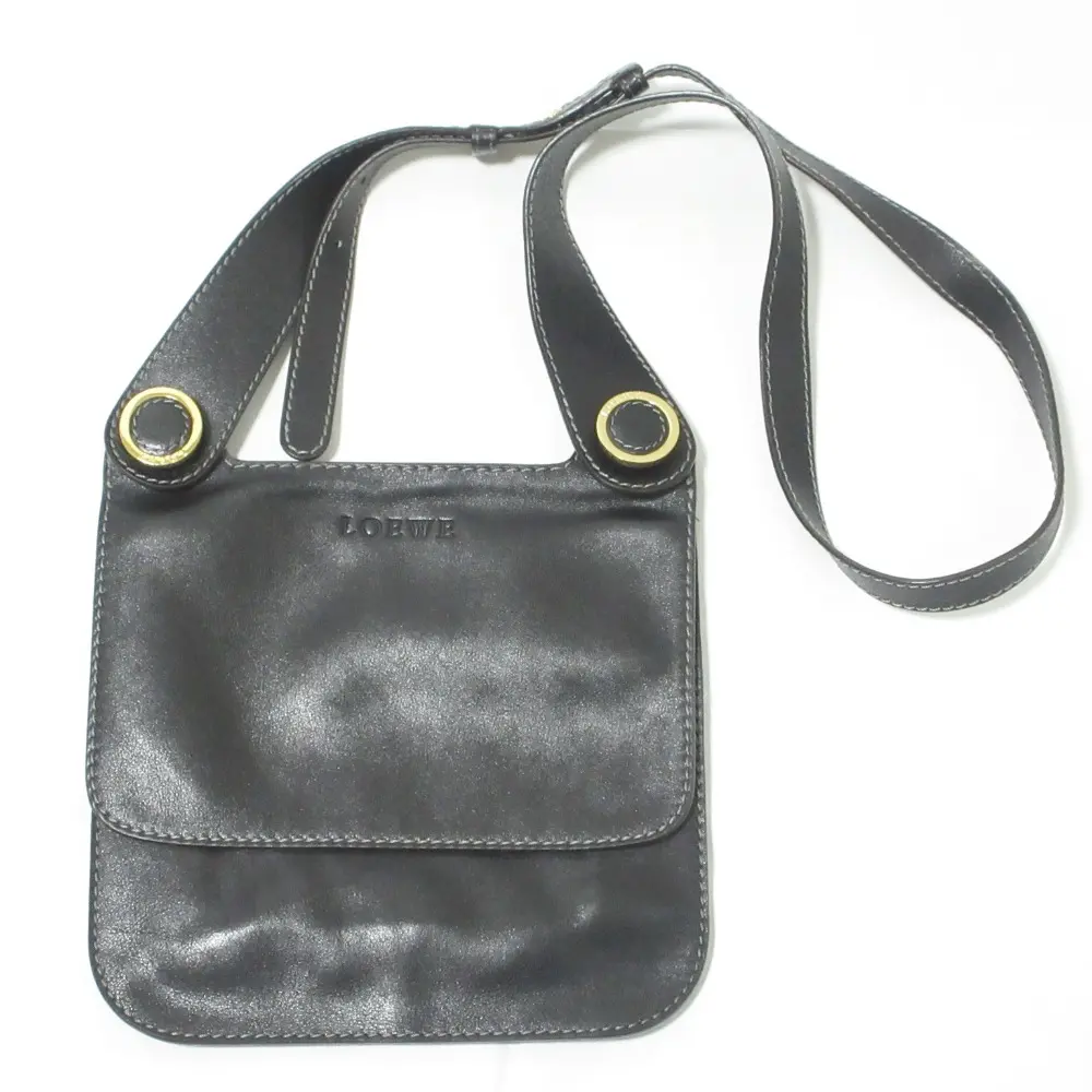 LOEWE ロエベ ヴィンテージ レザー ショルダーバッグ ブラック