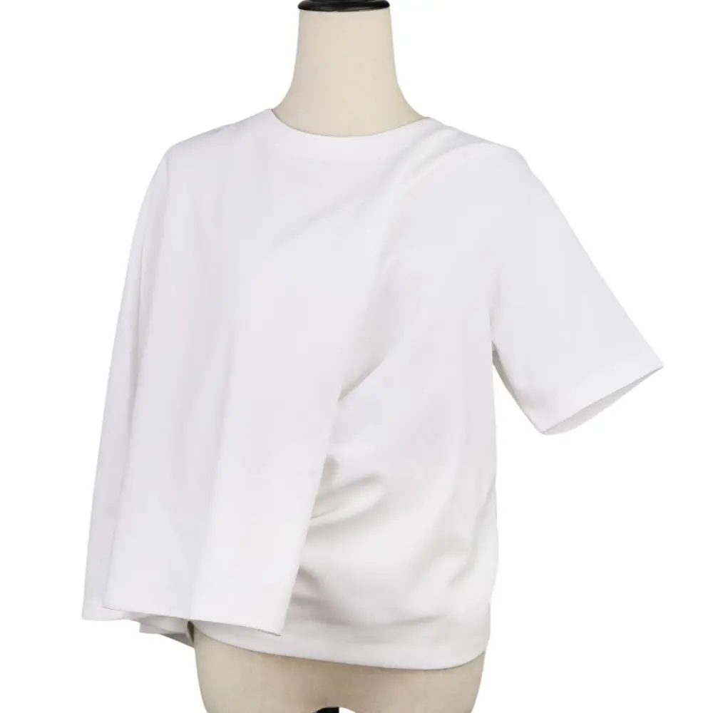 LOEWE ロエベ Cropped Draped T-Shirt アシンメトリー 変形カットソー L ホワイト