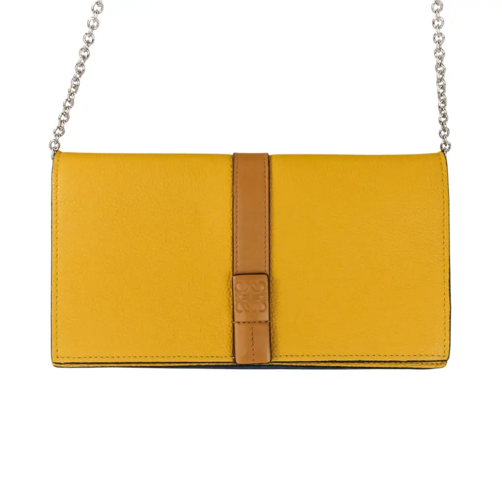 LOEWE ロエベ アナグラム レザー チェーン ウォレット ショルダーバッグ ポシェット イエローの買取実績【2025年5月買取】