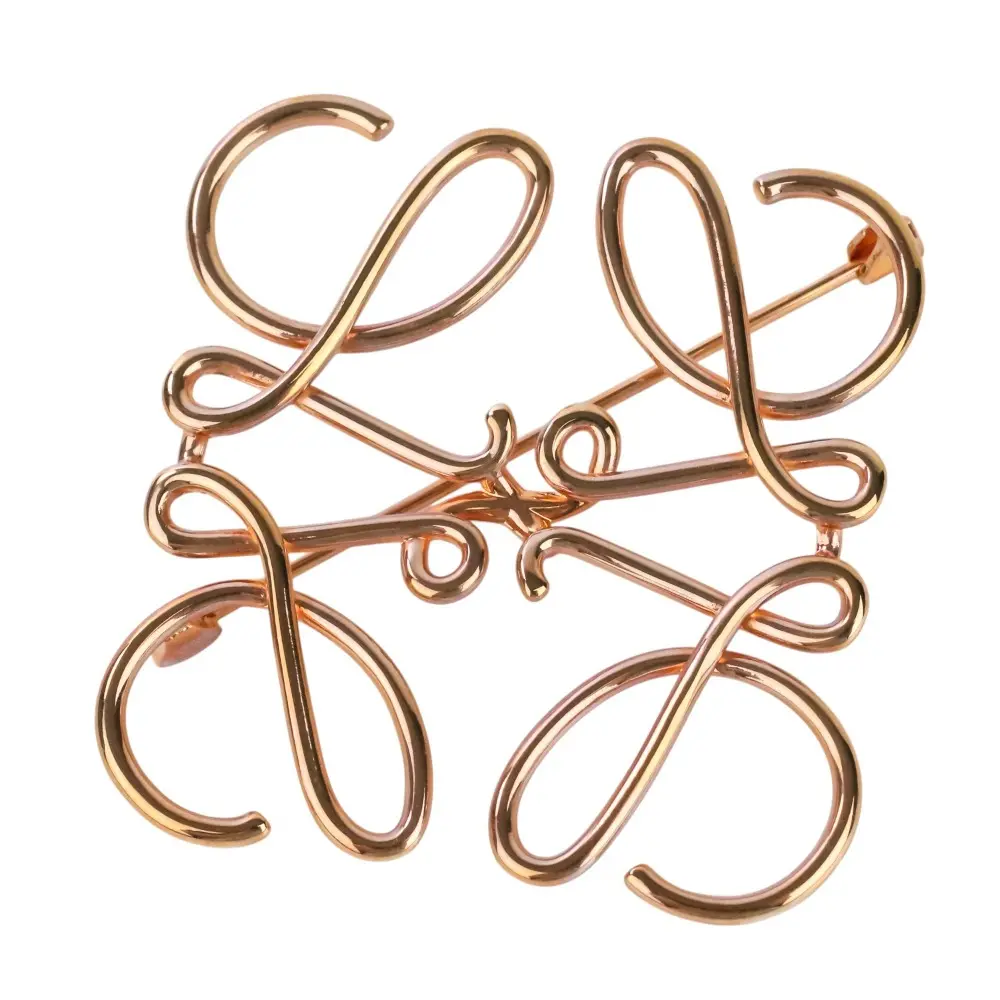 LOEWE ロエベ アナグラム メタルブローチ ピンクゴールドカラー