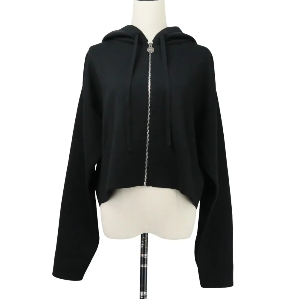 24年モデル LOEWE ロエベ アナグラム ジップアップ フーディー ニットパーカー M ブラック