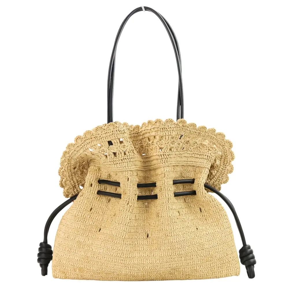 LOEWE ロエベ ラフィア フラメンコ クラッチ ミディアム 2way トートバッグ ショルダーバッグ ナチュラル ブラック