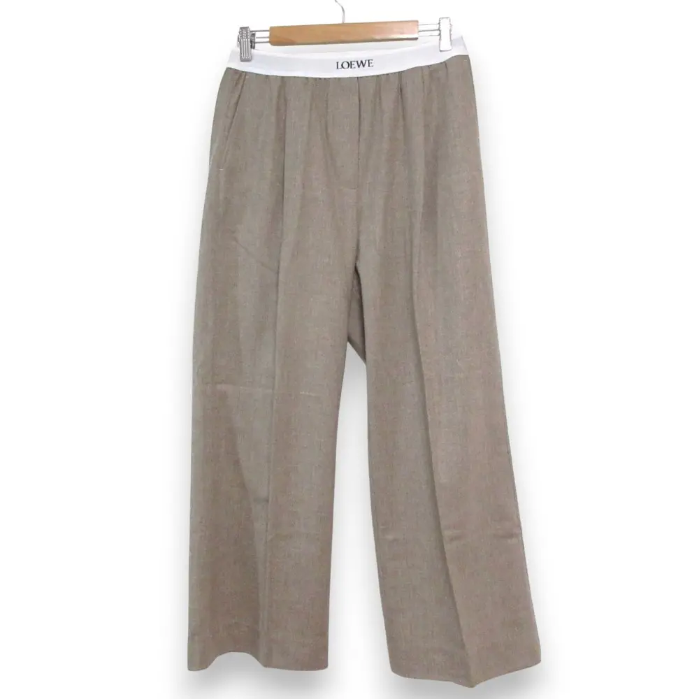 LOEWE ロエベ ウール カシミヤ トラウザーズ イージーパンツ Mサイズ ベージュ
