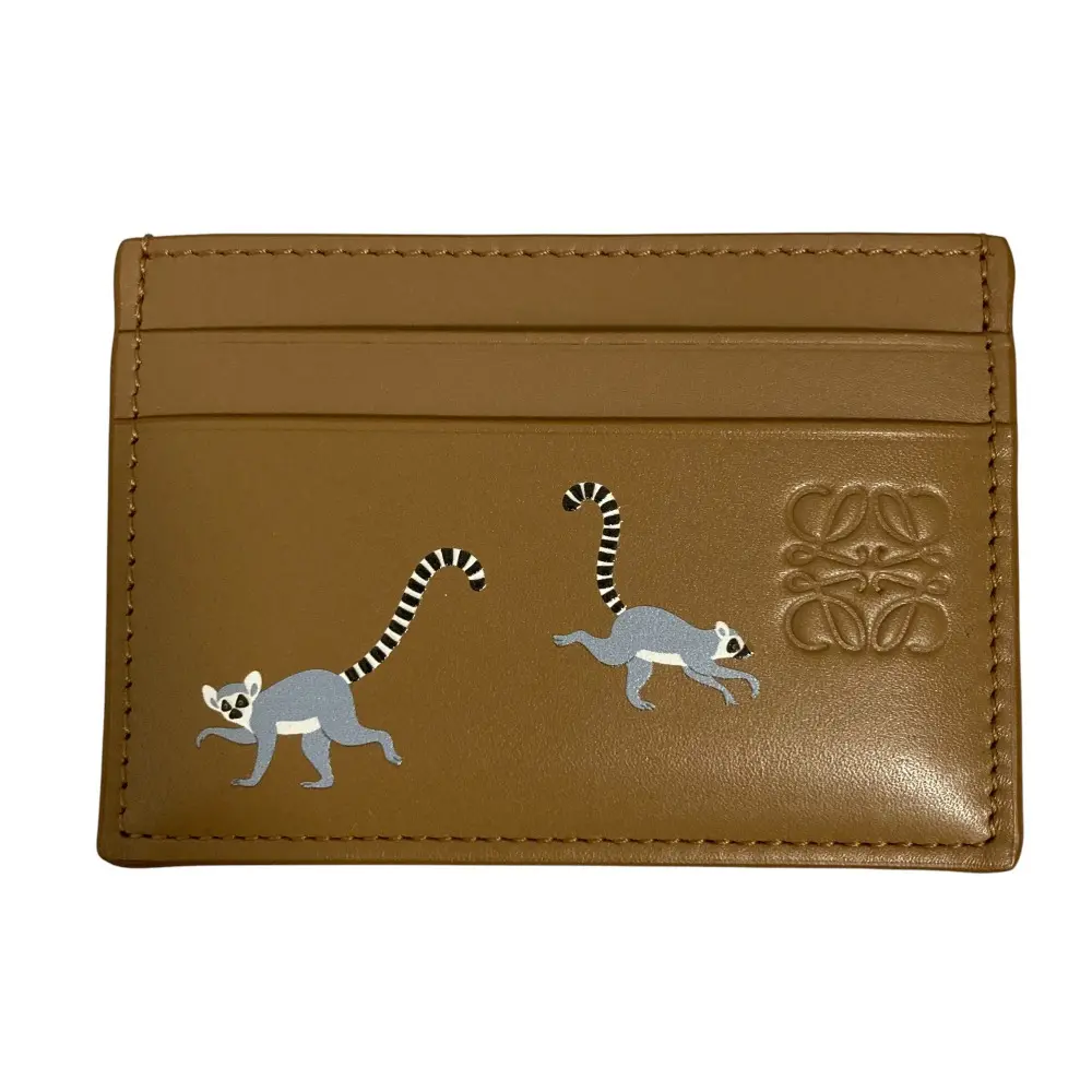 LOEWE ロエベ Suna Fujita Lemur leather card holder ワオキツネザル カーフ カードケース パスケース C643322X23 ブラウン