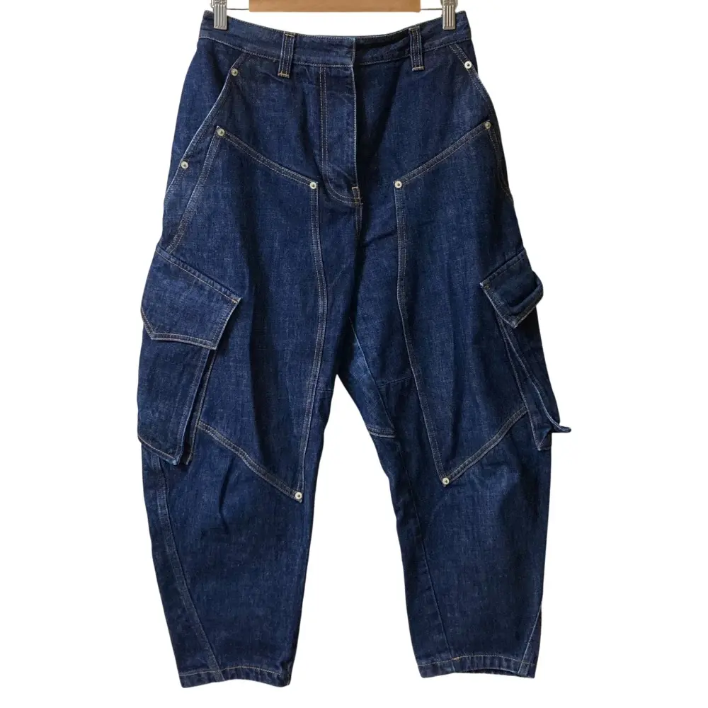 LOEWE ロエベ ハイライズ ワイドレッグ カーゴデニムパンツ S540Y11X38 サイズ36 インディゴ