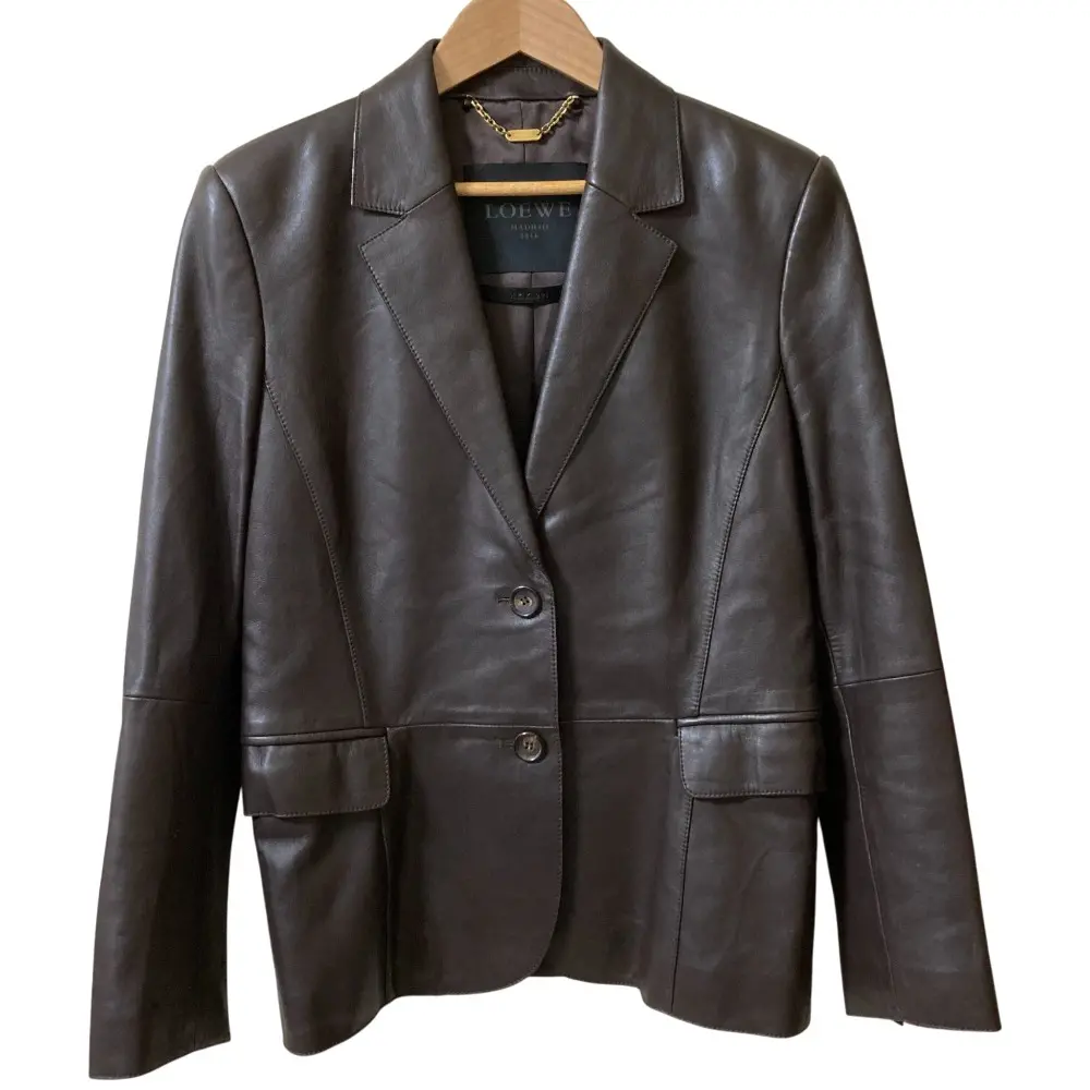 LOEWE ロエベ ラムレザー テーラードジャケット サイズ42 ブラウン