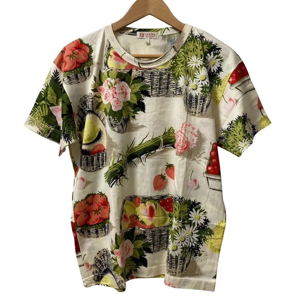 LOEWE ロエベ ヴィンテージ フルーツバスケット プリント 半袖 Tシャツ サイズS アイボリー