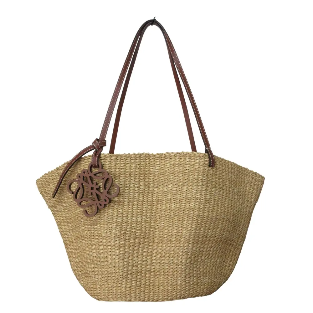 LOEWE ロエベ アナグラムチャーム シェル バスケットバッグ カゴ ショルダーバッグ トートバッグ ナチュラル ブラウン 