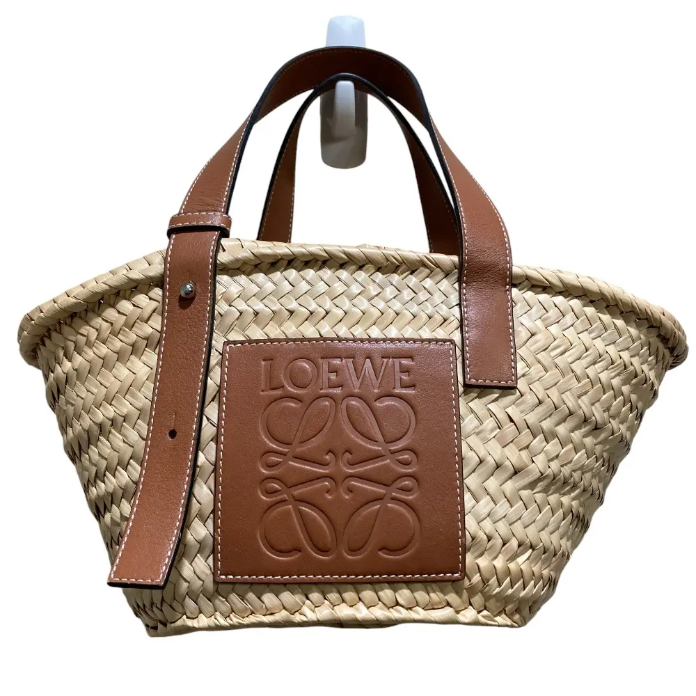 LOEWE ロエベ アナグラムロゴ ラフィア かごバッグ トートバッグ ブラウン ナチュラル