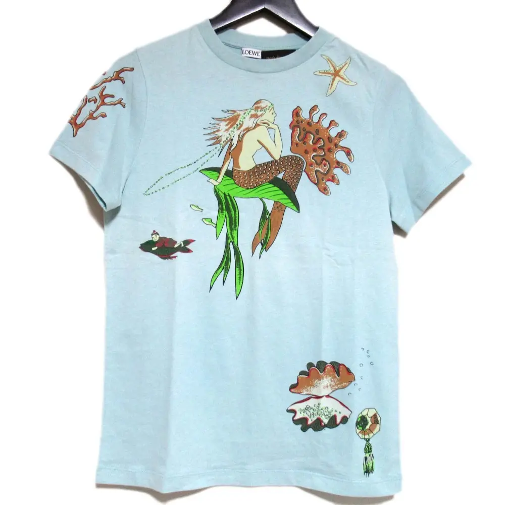 LOEWE ロエベ Paula's Ibiza マーメイドプリント クルーネック 半袖 Tシャツ XSサイズ ライトブルーの買取実績【2025年10月買取】