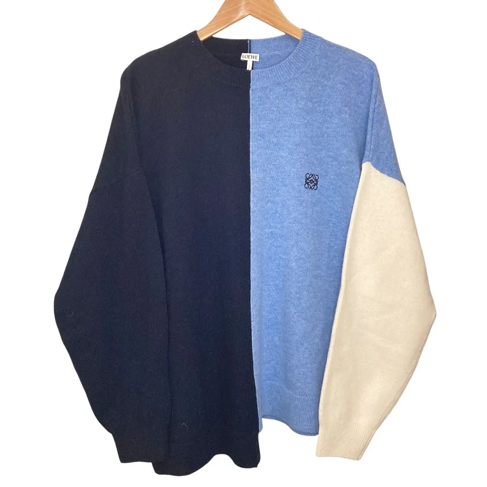 23AW LOEWE ロエベ アナグラム刺繍 アシンメトリーニット H526Y14KEG サイズL マルチカラー