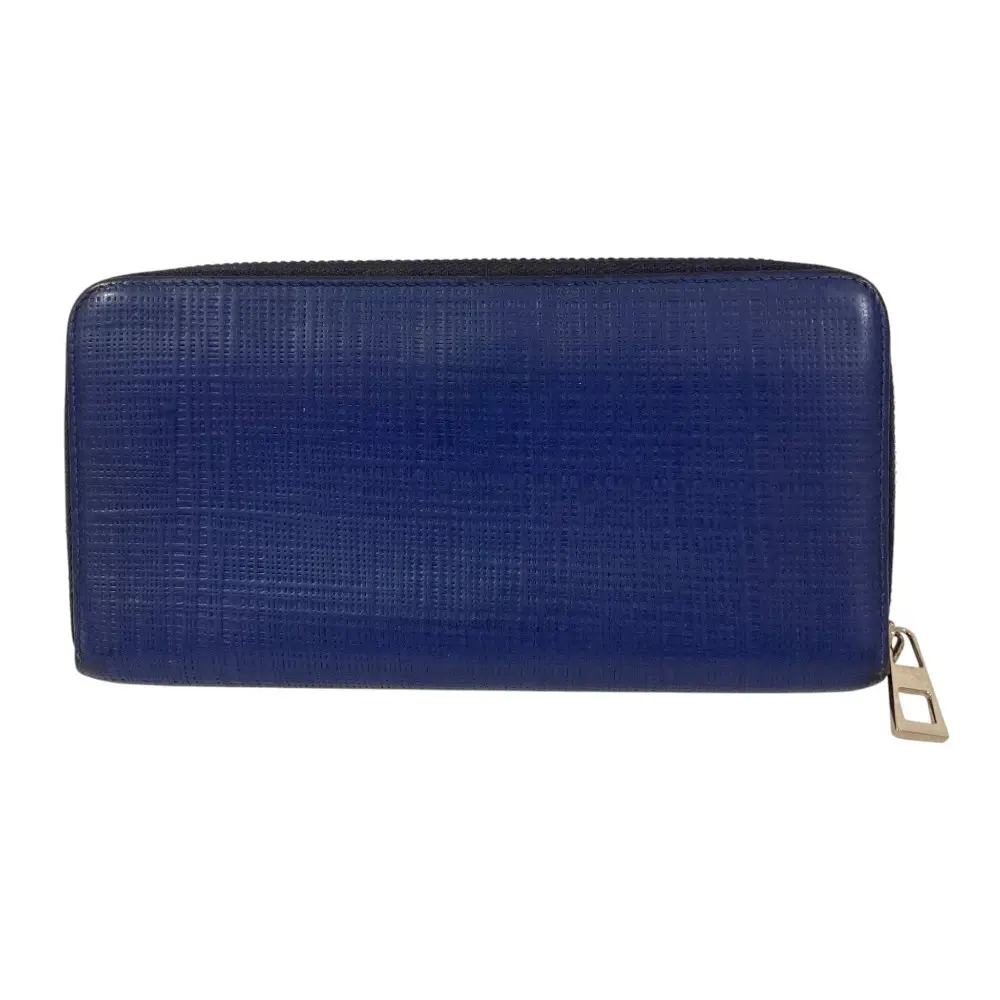 LOEWE ロエベ リネン レザー ラウンドファスナー ロングウォレット 長財布 ネイビー