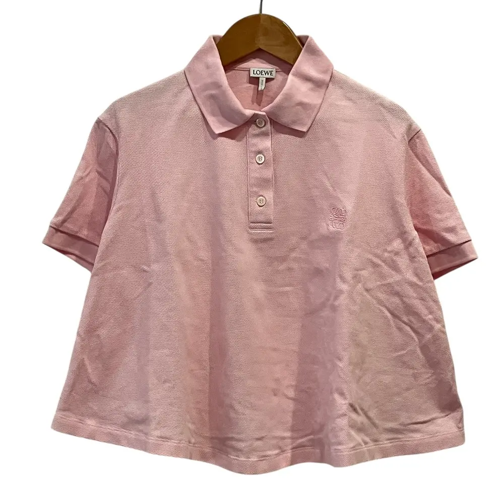 LOEWE ロエベ TRAPEZE POLO アナグラムロゴ ショートスリーブ フレア ポロシャツ X359Y23XAI サイズM ピンク