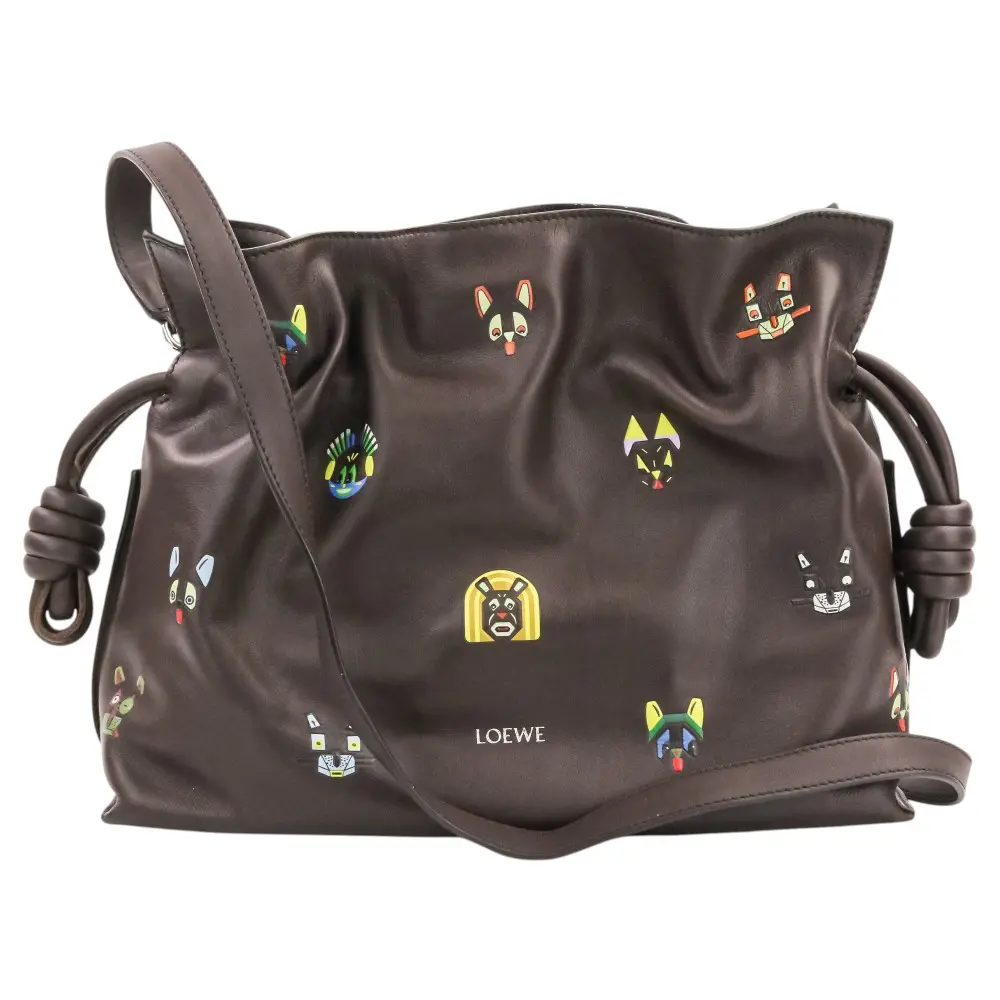 LOEWE ロエベ キャッツ フラメンコ レザー クラッチ ミディアム ショルダーバッグ ブラウン