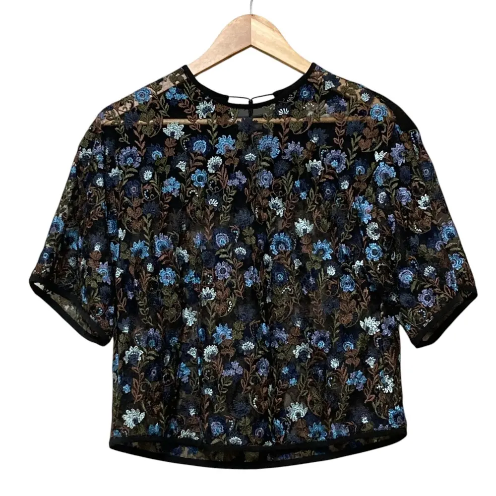 LOKITHO ロキト BOTANICAL EMB. TOP ボタニカル エンブロイダリー ショートスリーブ ブラウス サイズ2 ブラック