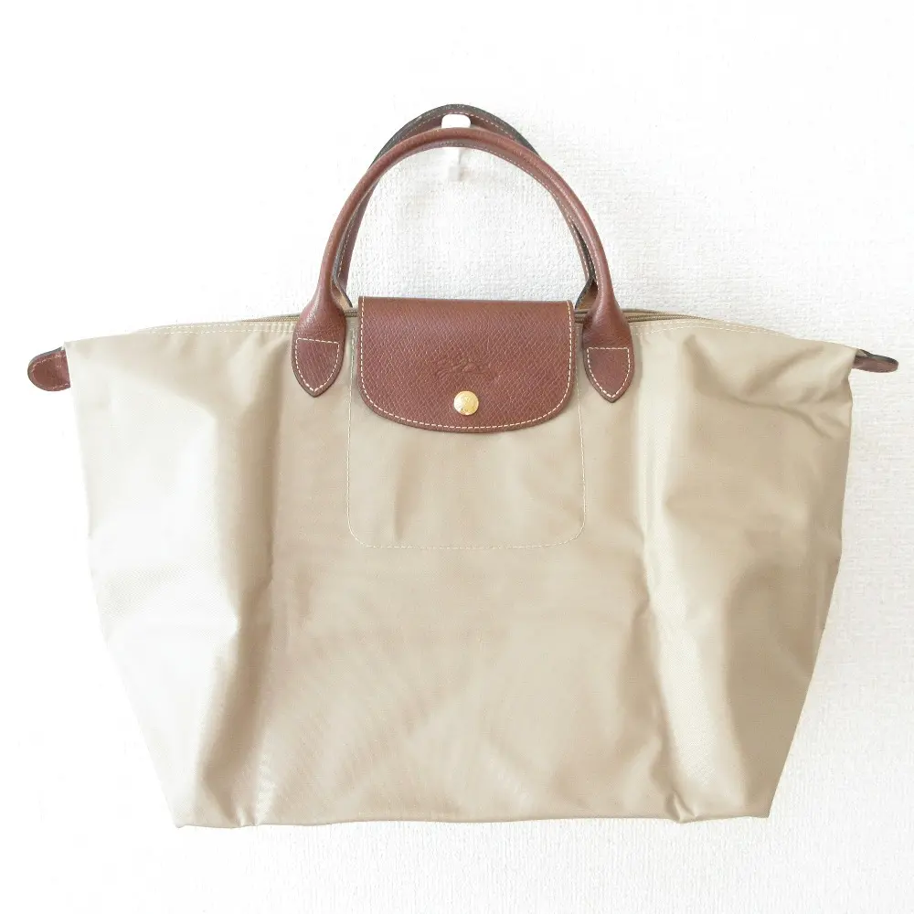 LONGCHAMP ロンシャン ルプリアージュ ナイロン×レザー 折り畳み トートバッグ ハンドバッグ ベージュ