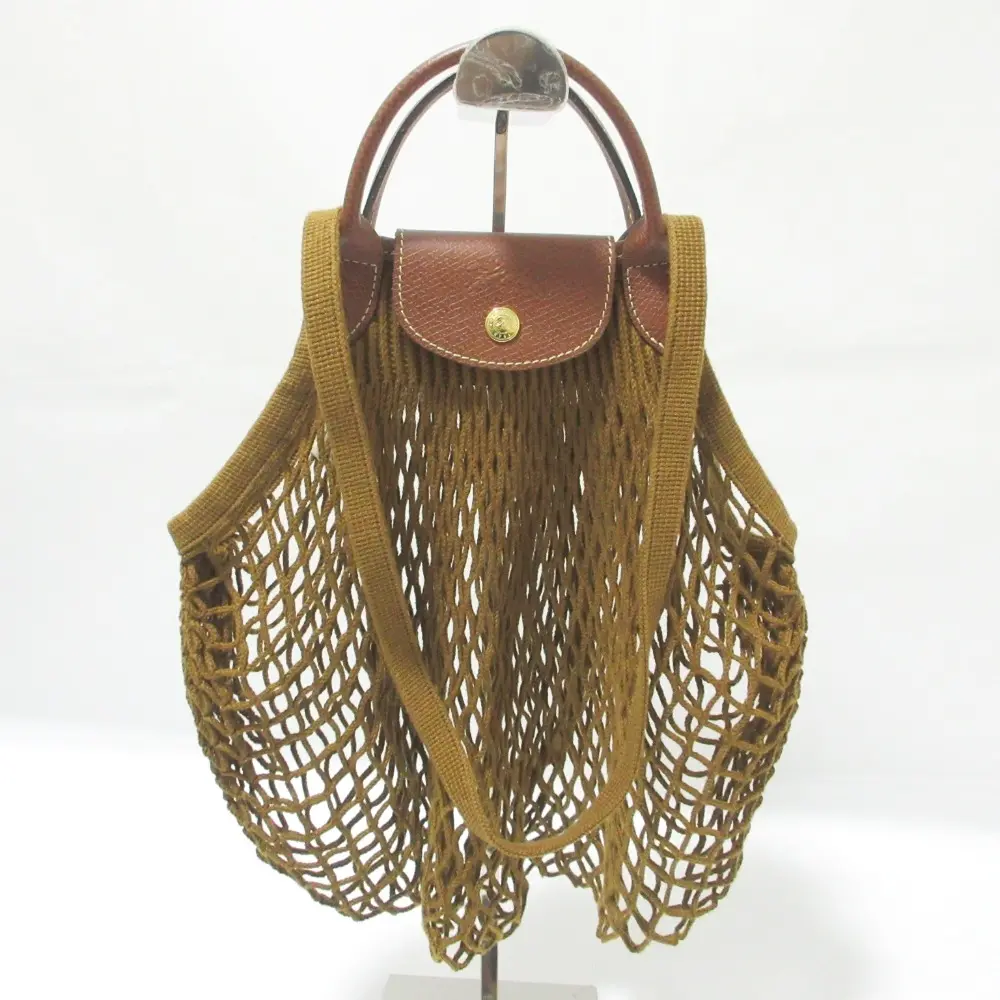 Longchamp ロンシャン ルプリアージュ フィレ メッシュ ネット ショルダーバッグ トートバッグ ハンドバッグ ブラウン