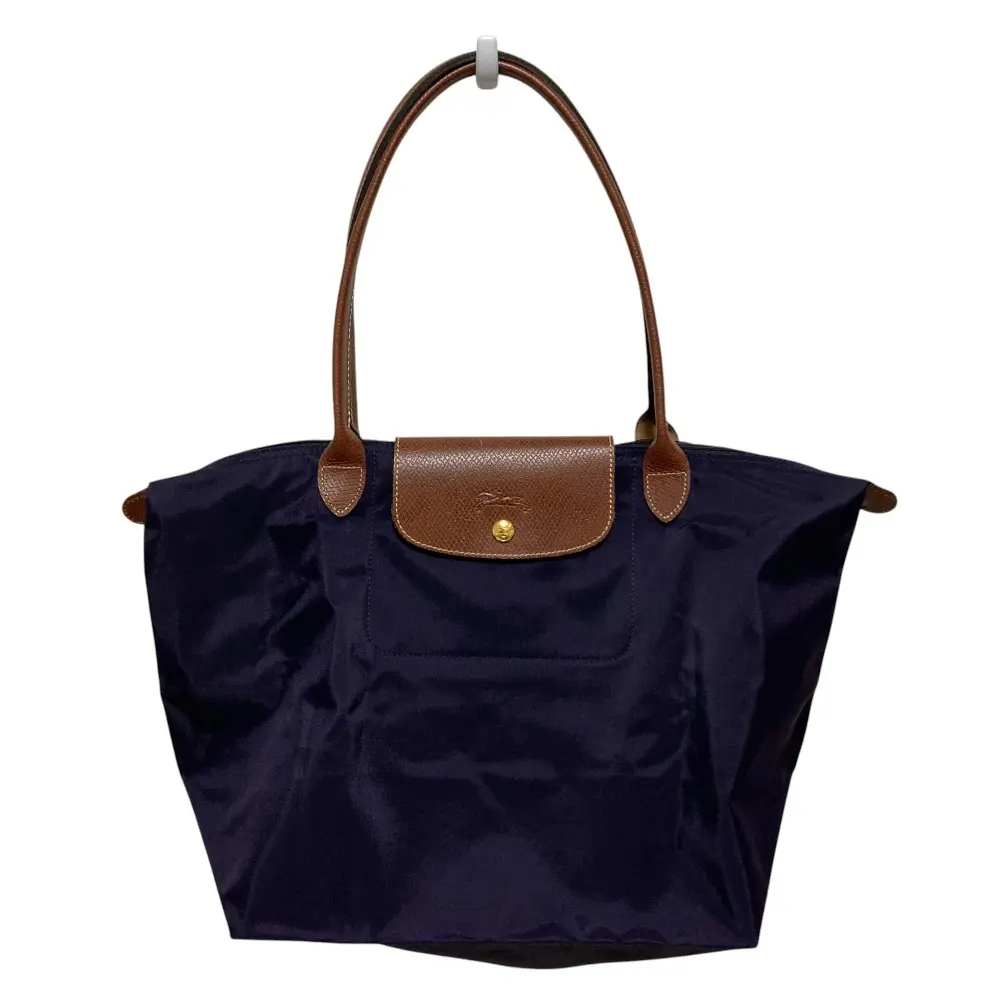 Longchamp ロンシャン ルプリアージュ ナイロン×レザー 折りたたみ トートバッグ パープル