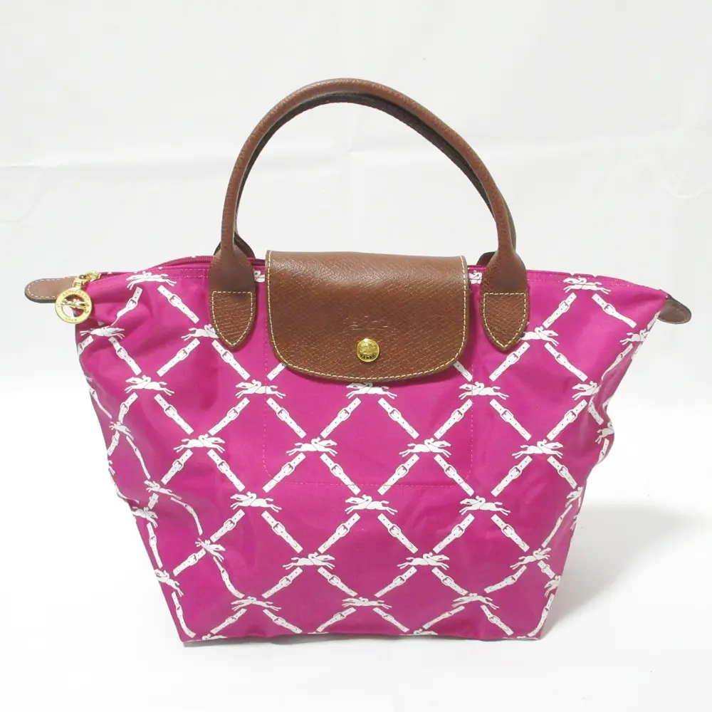 LONGCHAMP ロンシャン ルプリアージュLM ホースプリント トートバッグ ハンドバッグ ピンク×ホワイト