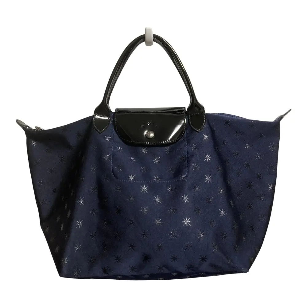 Longchamp ロンシャン ルプリアージュ エトワール スタージャガード トートバッグ ハンドバッグ ネイビー