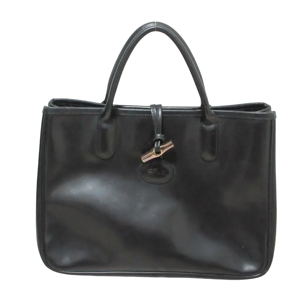 LONGCHAMP ロンシャン ロゾ レザートートバッグ ハンドバッグ ブラック