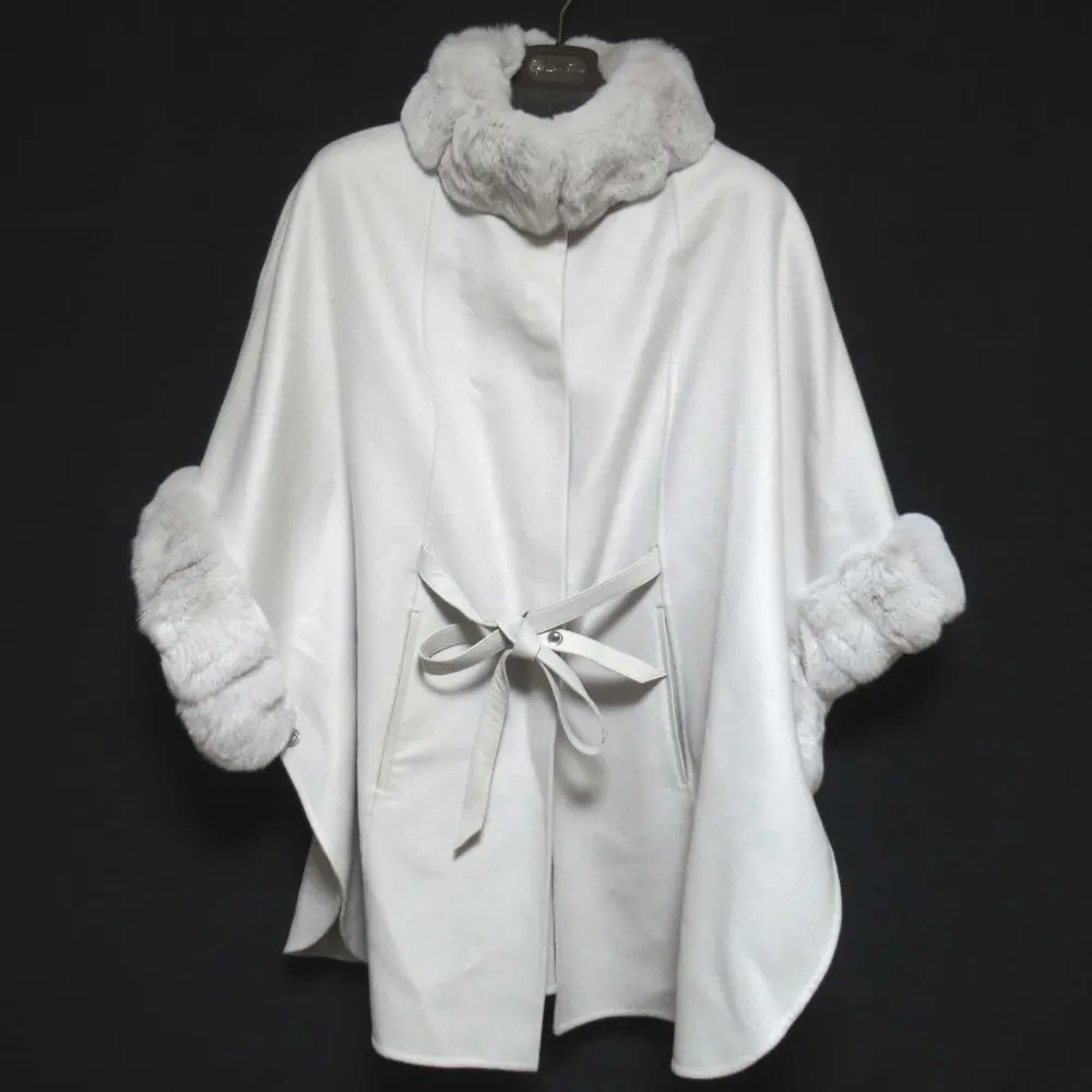 Loro Piana ロロピアーナ ザルツブルグ カシミヤ×リアルファー ケープ コート FAG3754 ワンサイズ グレー