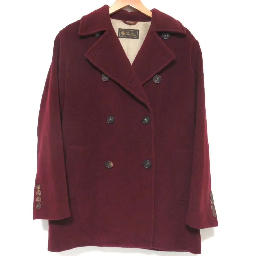 Loro Piana ロロピアーナ ウール アンゴラブレンド ダブルブレスト Pコート ジャケット 44サイズ バーガンディー