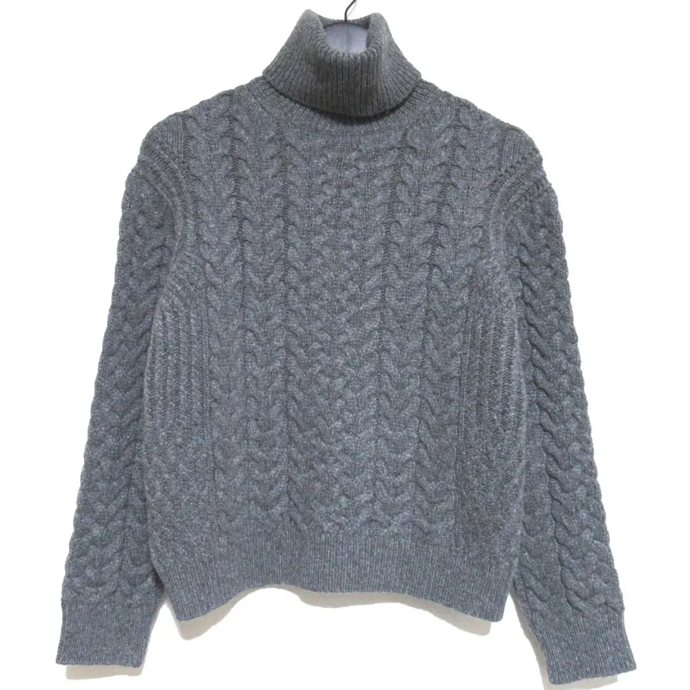 Loro Piana ロロピアーナ カシミヤ100% ロングスリーブ タートルネック 長袖 ケーブルニット セーター 38サイズ グレー