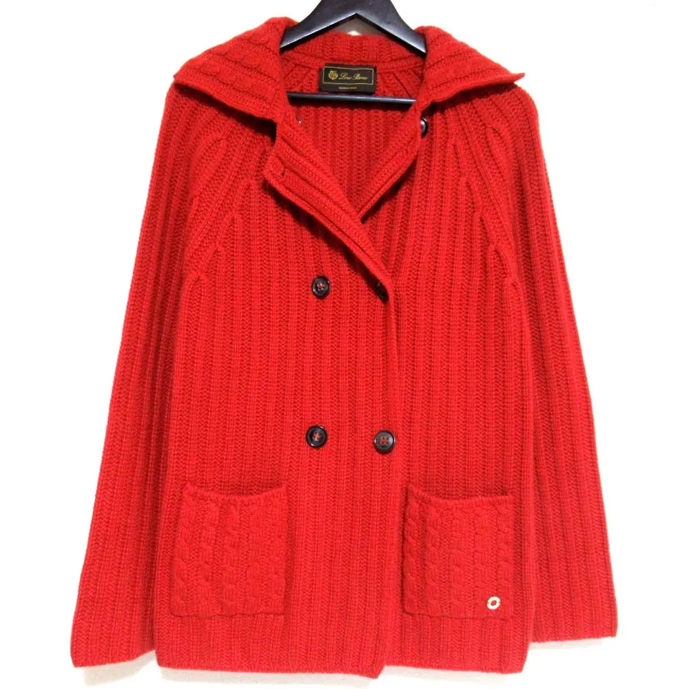 Loro Piana ロロピアーナ ダブルブレスト カシミヤ ケーブルニット ジャケット サイズ42 オレンジ系