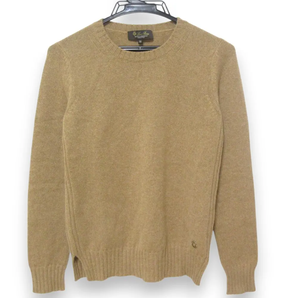 LORO PIANA ロロピアーナ ベビーカシミア100％ クルーネック 長袖 ニット セーター サイズ38 ベージュブラウン