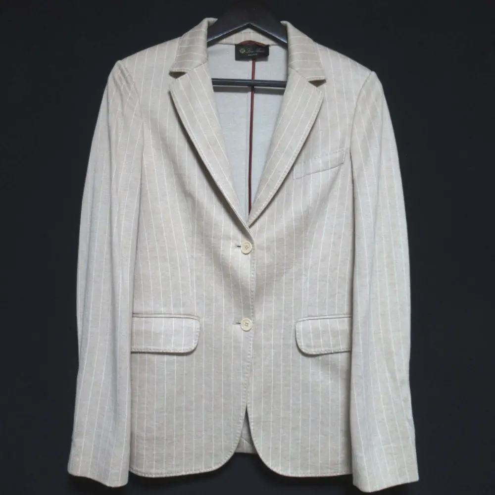 Loro Piana ロロピアーナ ピンストライプ柄 リネンコットン 2B シングル テーラードジャケット 42サイズ ベージュ