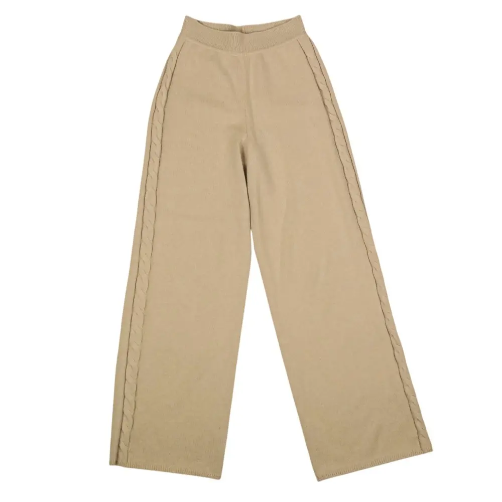 Loro Piana ロロピアーナ Napier Trousers ベビーカシミヤ サイドケーブル編み ワイド ニットパンツ FAN6420 size40 ベージュ系