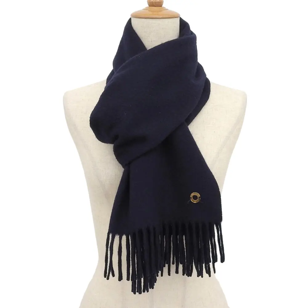 LORO PIANA ロロピアーナ カシミヤ100％ フリンジ マフラー ネイビー