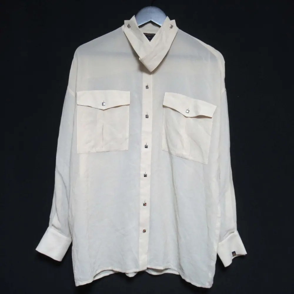 LOUIS VUITTON ルイヴィトン ロングスリーブ 長袖 シルク シアーブラウス シャツ 34サイズ アイボリー ベージュ