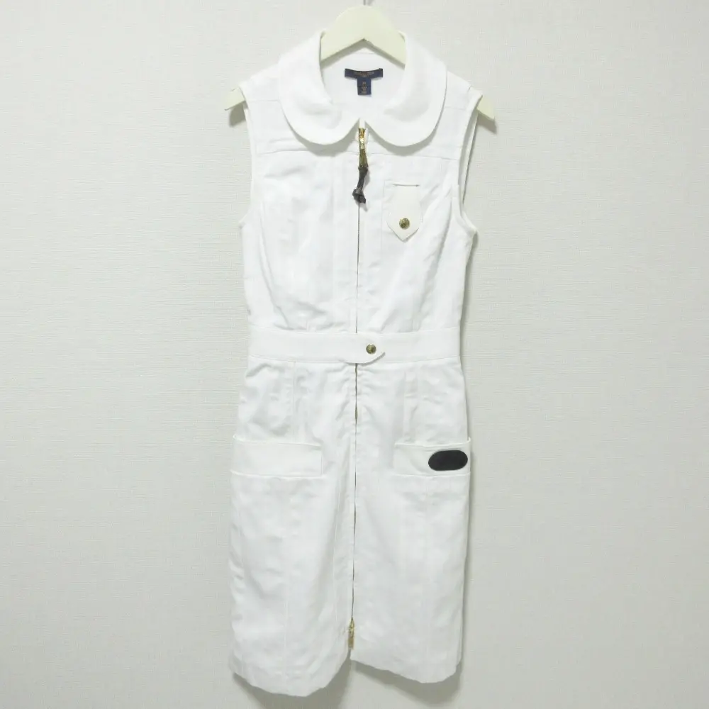 クリーニング済 21SS Louis Vuitton ルイヴィトン デニムストラクチャージップアップドレス ノースリーブ ワンピース 34