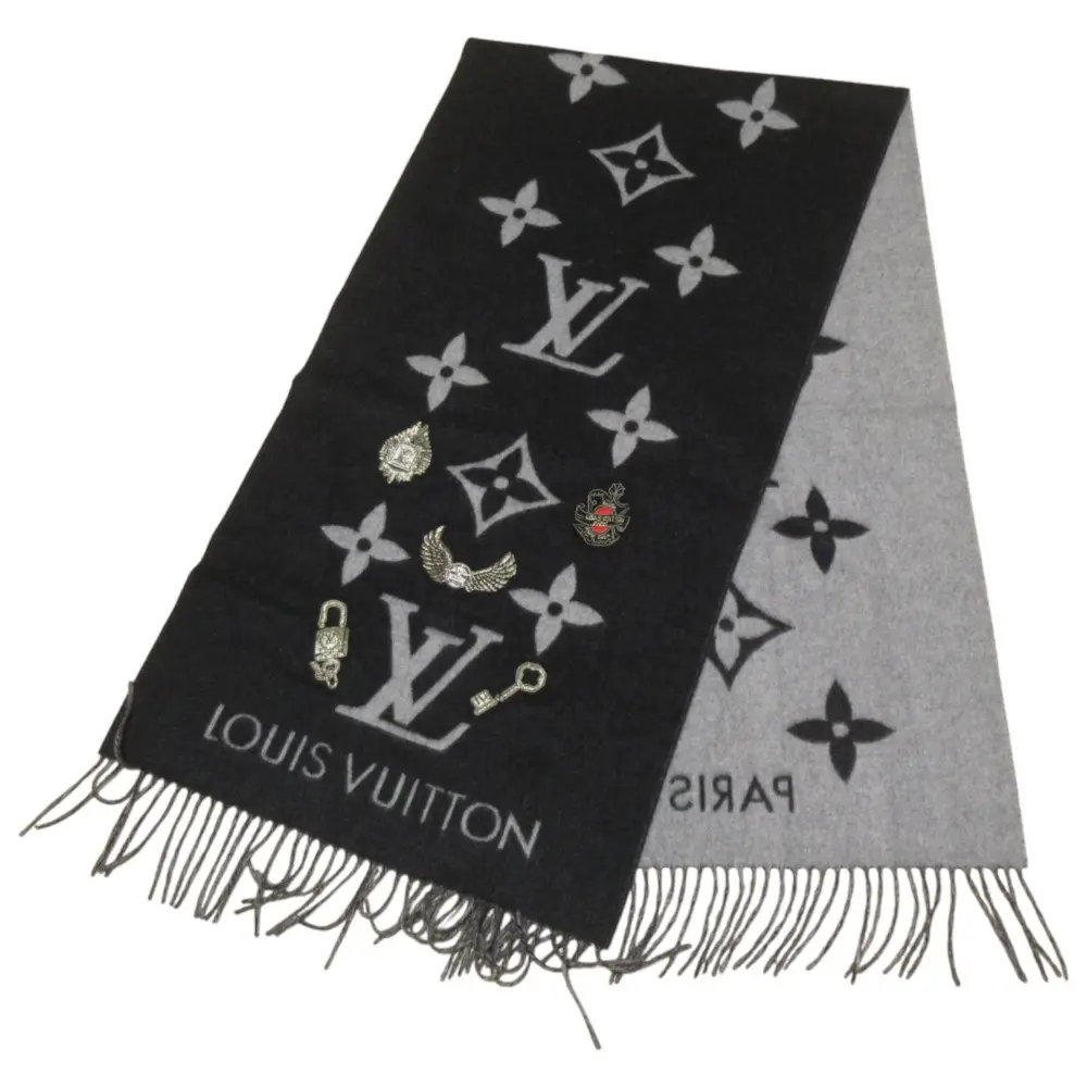 LOUIS VUITTON ルイヴィトン エシャルプ レイキャビック イントゥ ザ ワイルド カシミヤ100％ マフラー MP2203 ブラック系