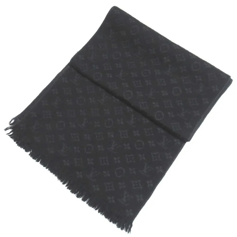 LOUIS VUITTON ルイヴィトン 2022年製 エシャルプ モノグラム クラシック フリンジ ストール マフラー M70520 ノワール ブラック
