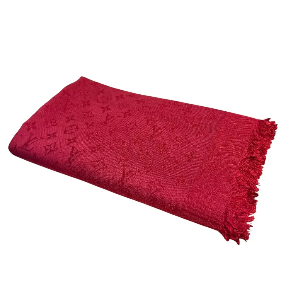 LOUIS VUITTON ルイヴィトン ショール・モノグラム モノグラム柄 シルク100％ ストール M72237 レッド