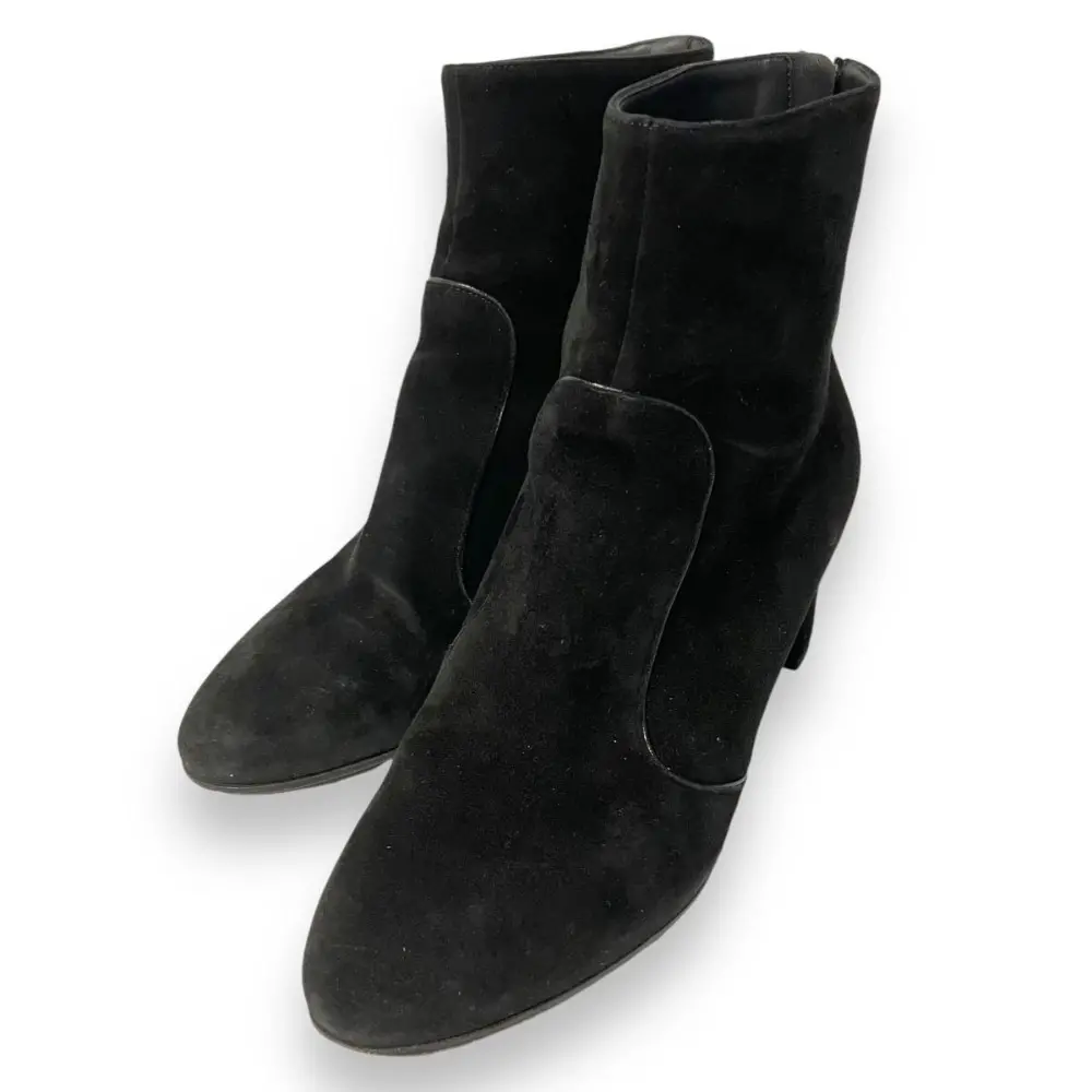 LOUIS VITTON ルイヴィトン スエード バックジップ ショートブーツ 37 約24cm ブラック×ゴールド金具