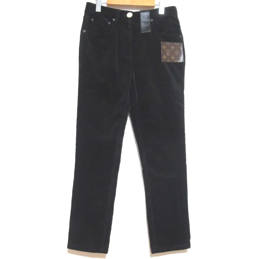 22AW LOUIS VUITTON ルイヴィトン モノグラム柄パッチ コーデュロイパンツ FNPO85 40サイズ ブラック