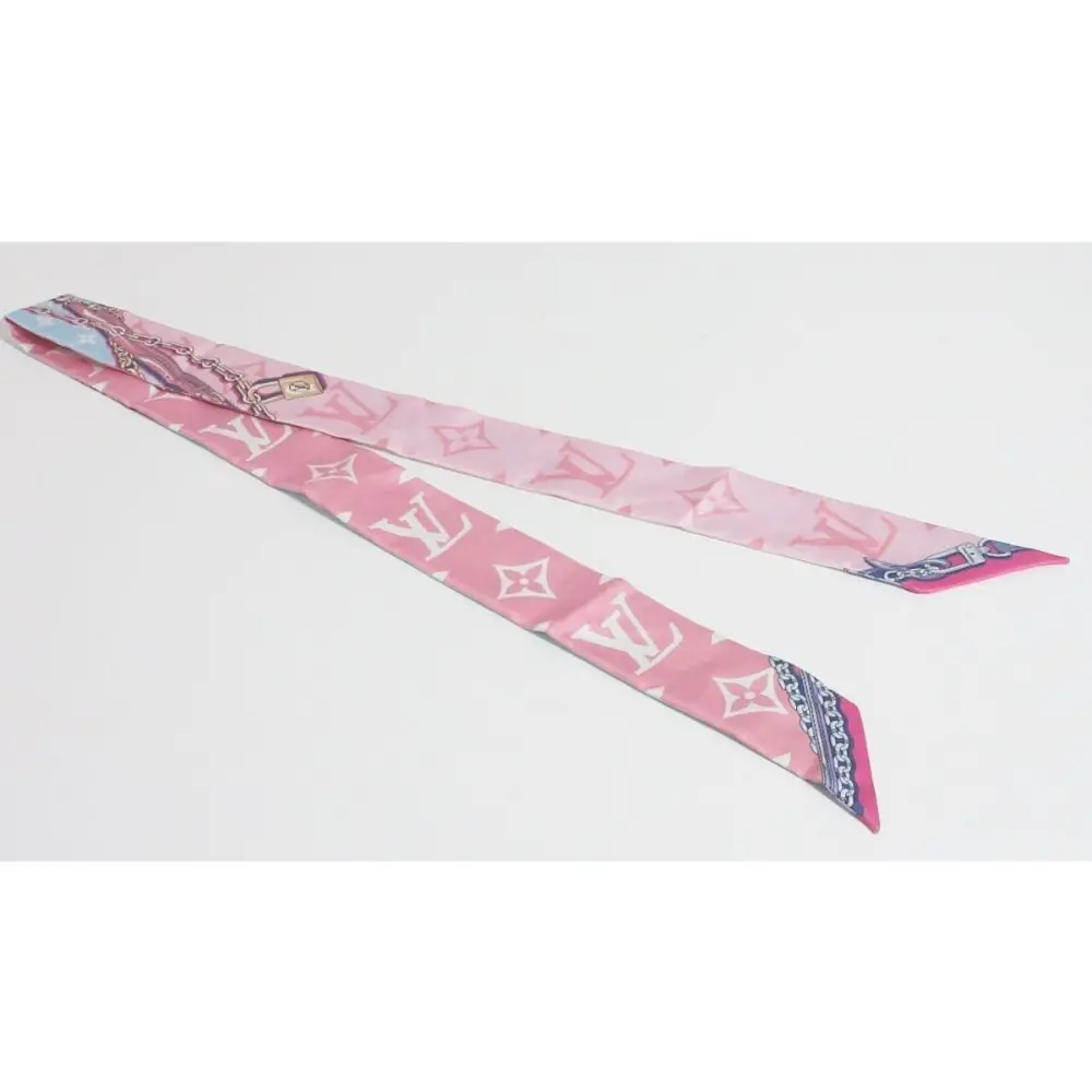 LOUIS VUITTON ルイヴィトン バンドーBB アルティメット シルク100% バンダナスカーフ M76677 ピンク×ライトブルー