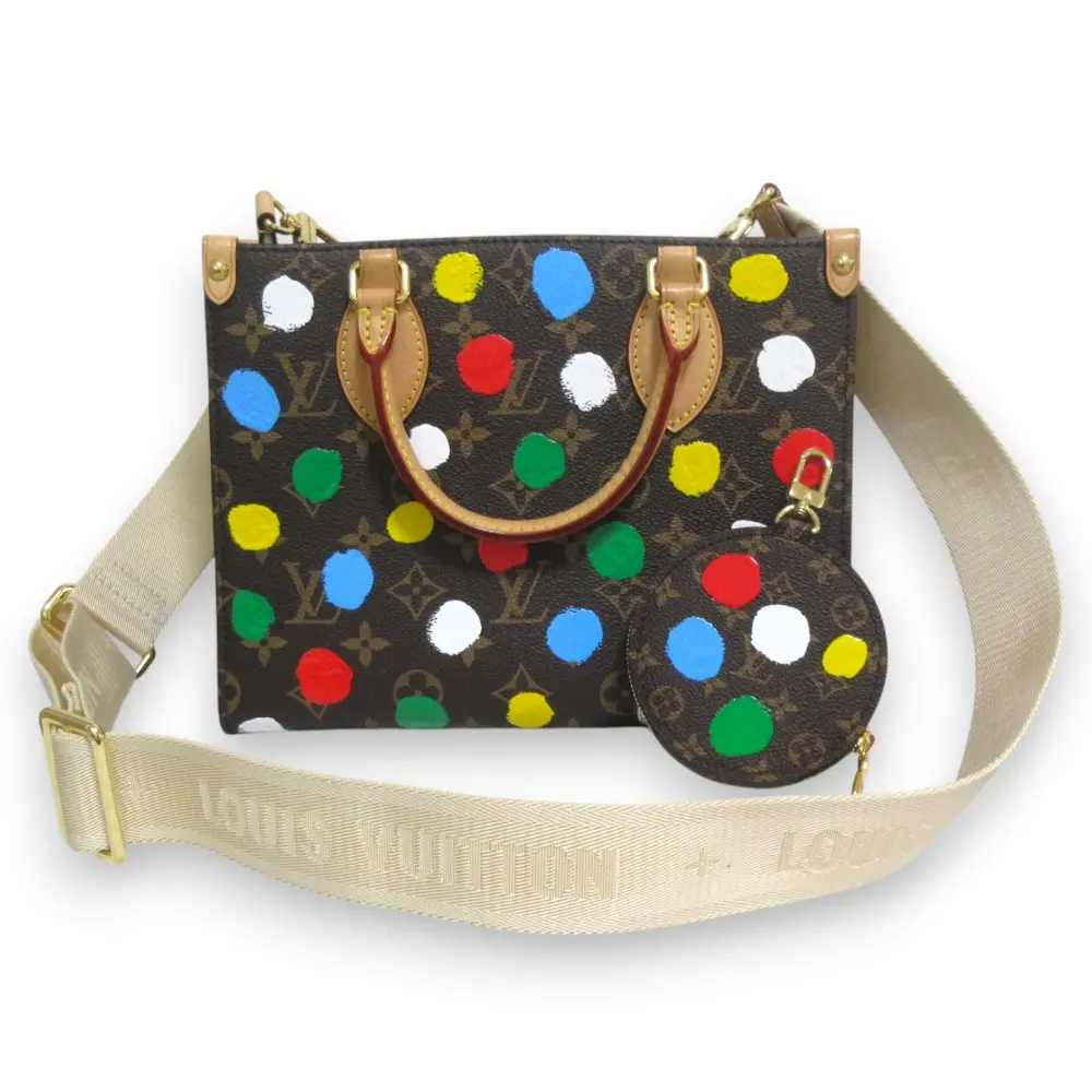 LOUIS VUITTON LV ルイヴィトン モノグラム オンザゴーPM 草間彌生コラボ ペイントドット ハンド ショルダーバッグ M46380