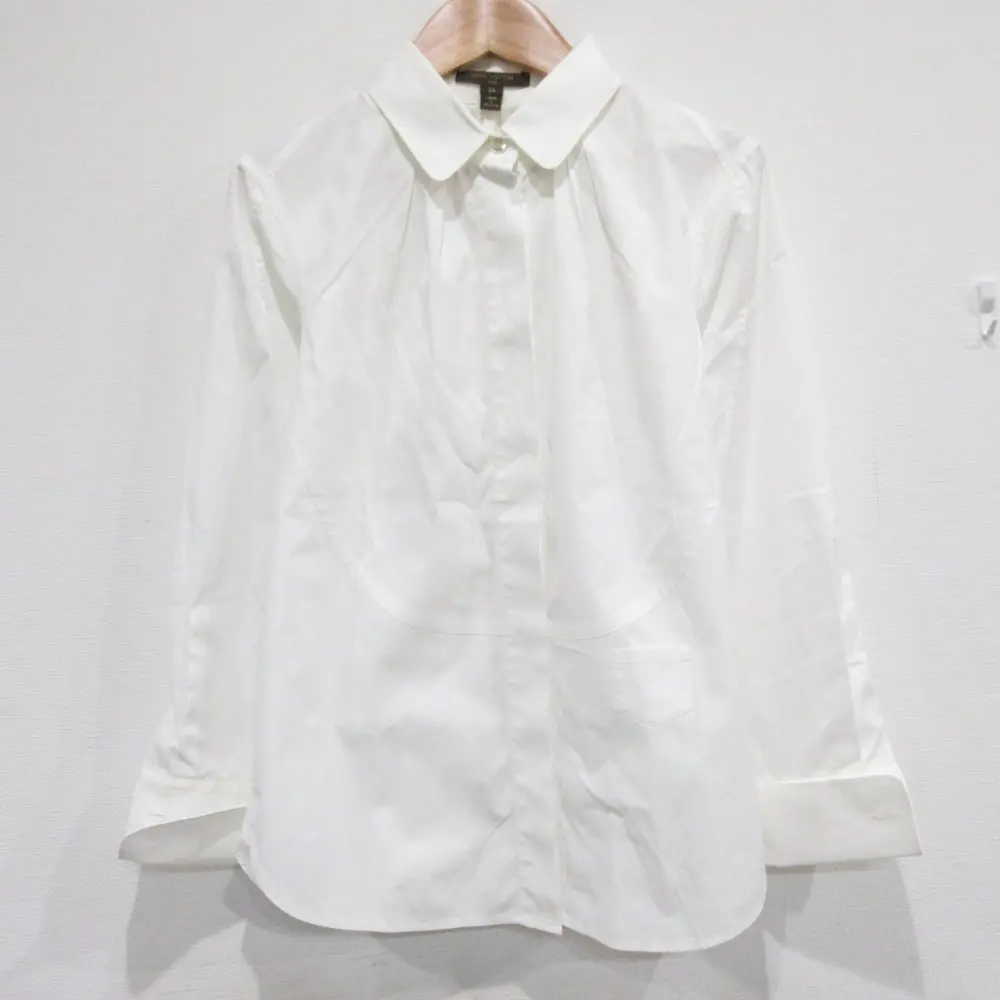 LOUIS VUITTON ルイヴィトン ロングスリーブ 長袖 ストレッチ ブラウス シャツ 34 ホワイト