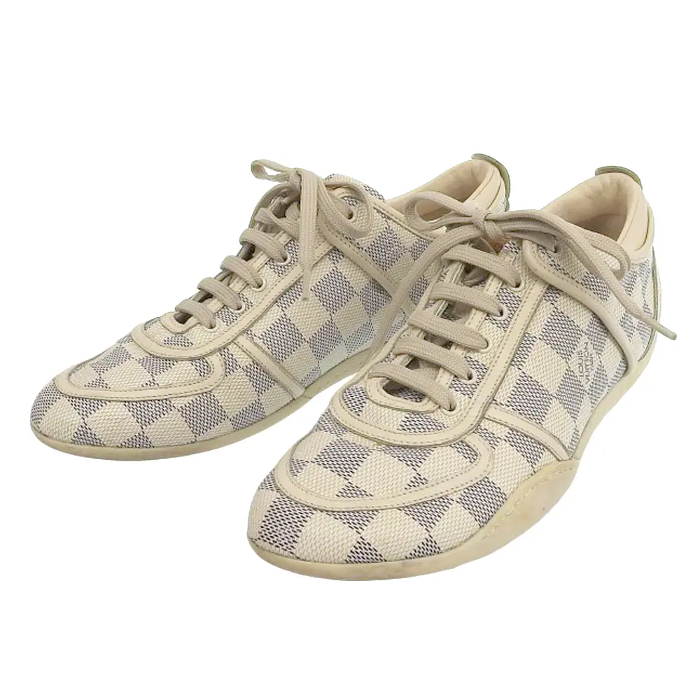 LOUIS VUITTON ルイヴィトン ダミエアズール ローカット スニーカー シューズ 37 約23.5cm クリーム系