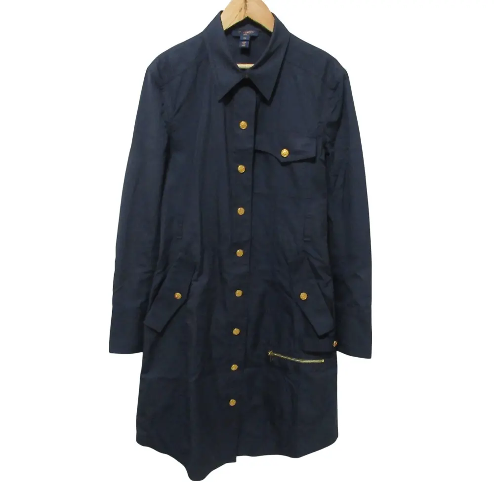 クリーニング済 22SS LOUIS VUITTON ルイヴィトン 金ボタン シャツワンピース 36 ネイビー