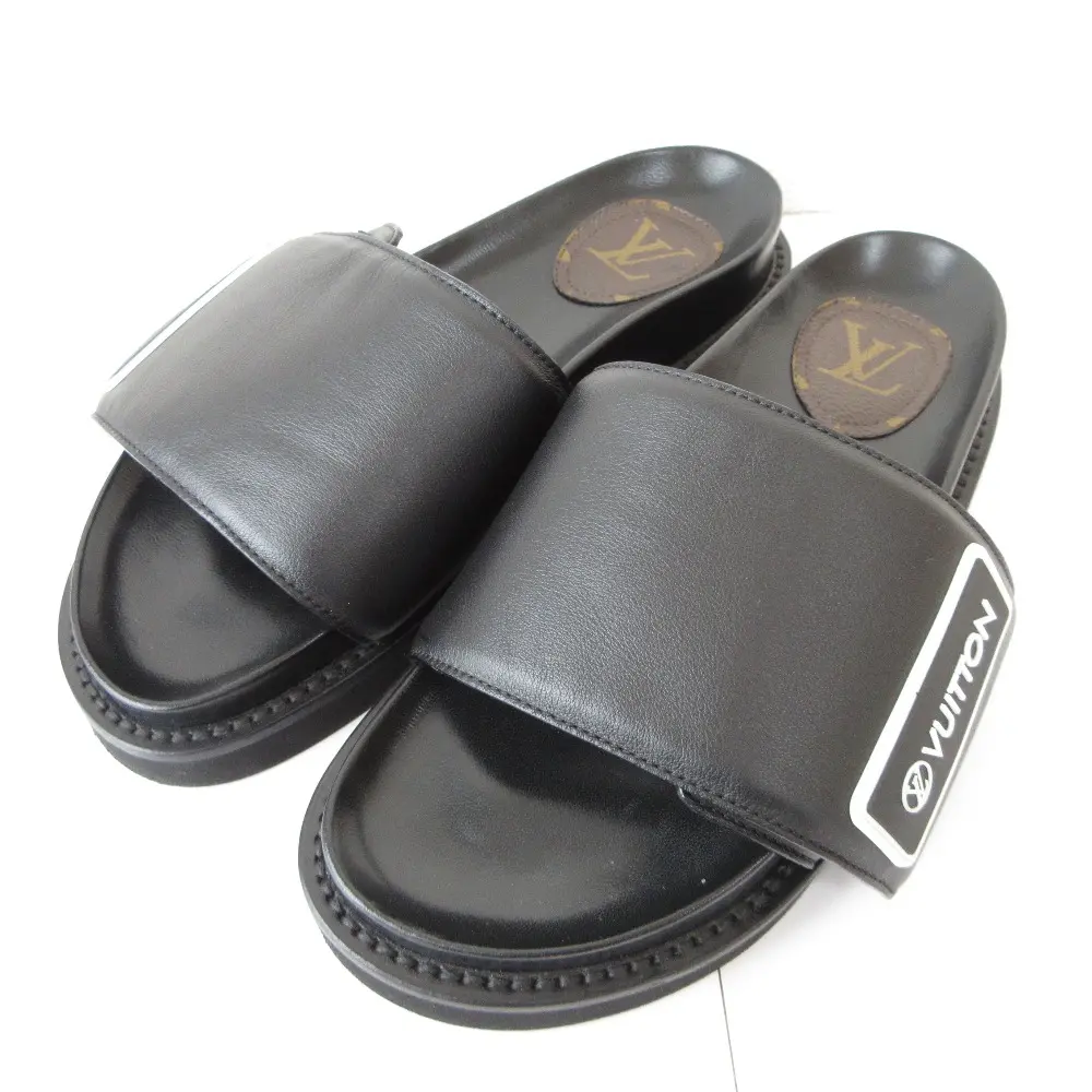 LOUIS VUITTON ルイヴィトン LV サンセット コンフォート フラット ミュール サンダル 37 23.5cm相当 ブラック