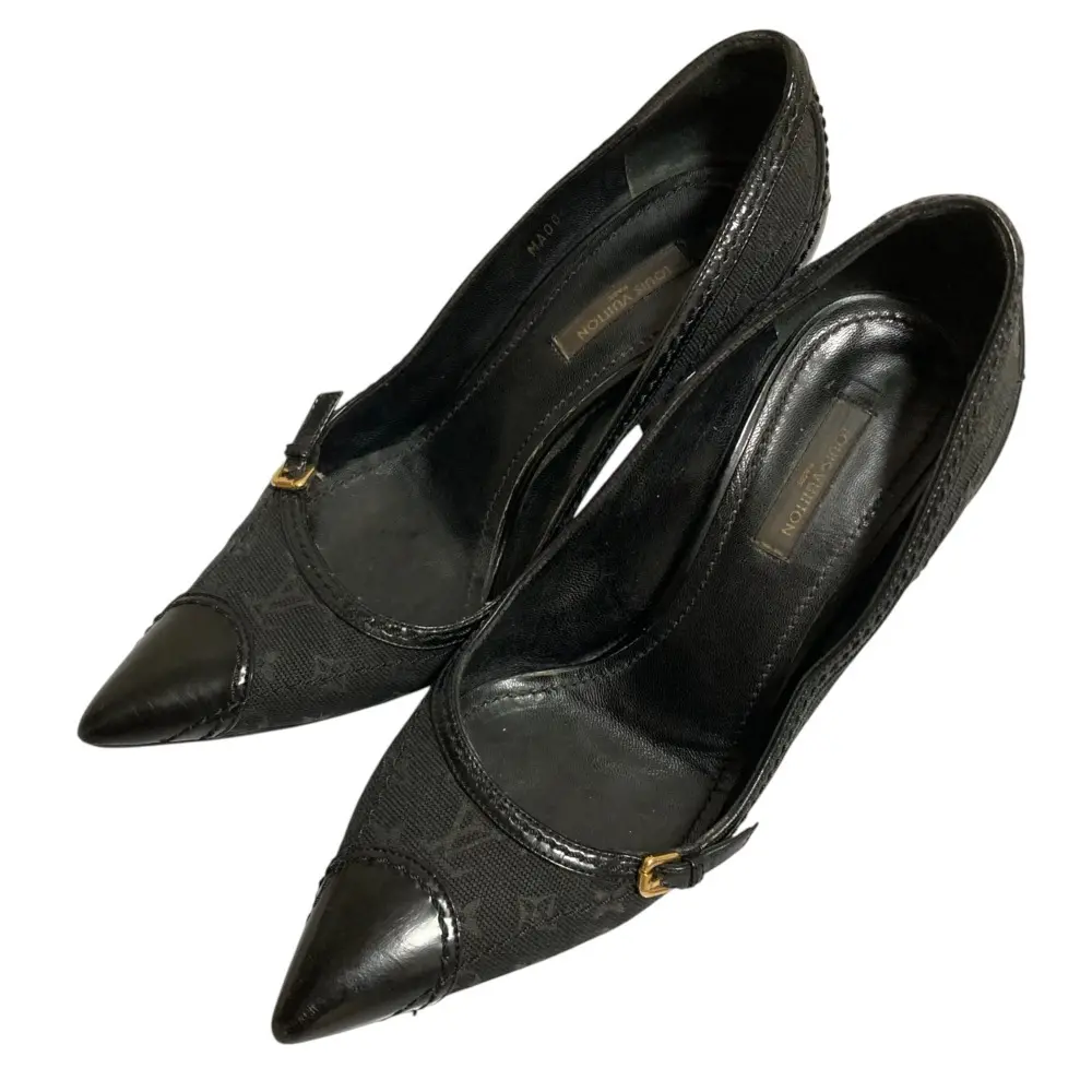 LOUIS VUITTON ルイヴィトン モノグラム ミニ ポインテッドトゥ パンプス サイズ37 ブラック