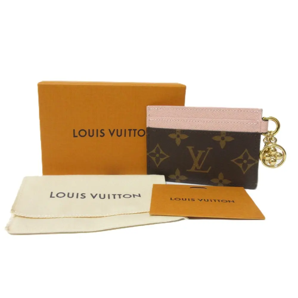 LOUIS VUITTON ルイヴィトン モノグラム ポルトカルトLVチャーム パスケース カードケース M82739 ピンク ブラウン ゴールド金具